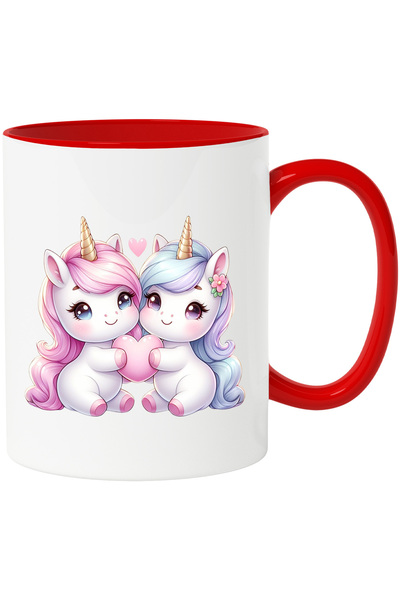 StoryGift Romania Cana cu 2 unicorni care tin o inima | ilustratie apropiere ...