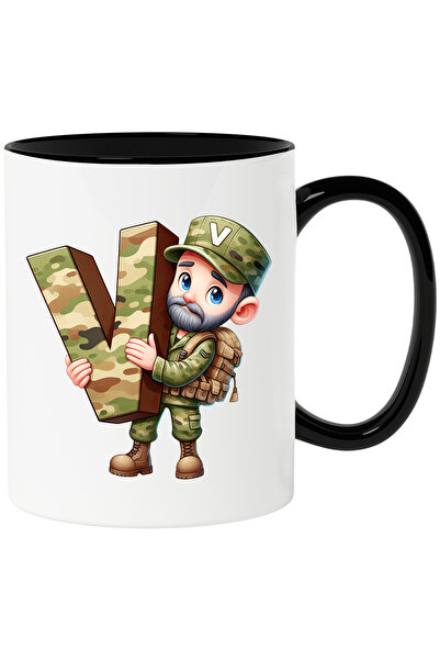 StoryGift Romania Cana cu un militar care tine litera "V" | vanatoare | scoal...