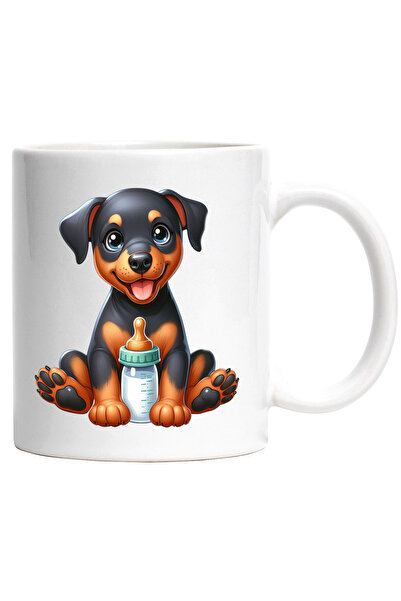 StoryGift Romania Cana cu un catelus vesel care are un biberon in fata | grij...