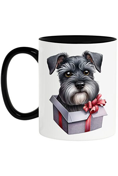 StoryGift Romania Cana cu un catelus cenusiu serios care iese dintr-o cutie d...