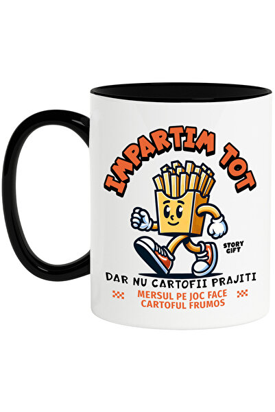 StoryGift Romania Cana cu Portie Cartofi Brajiti Vesela Cu adidasi Rosi Text ...