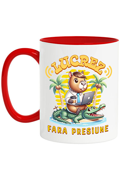 StoryGift Romania Cana cu Castor haios Costum Cu Cravat laptop, crocodil Insu...