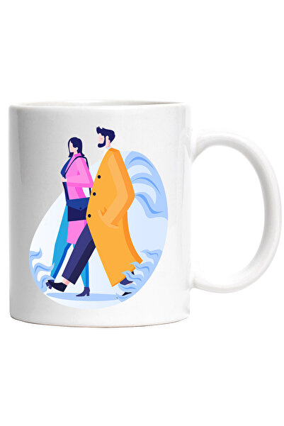 StoryGift Romania Cana Cu Geanta, Palton, Cuplu, Plimbare, Multicolor 330 ml,...