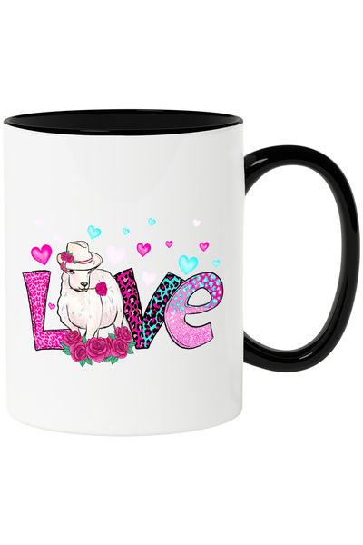 StoryGift Romania Cana cu oaie care tine in gura un trandafir cu mesajul "Lov...