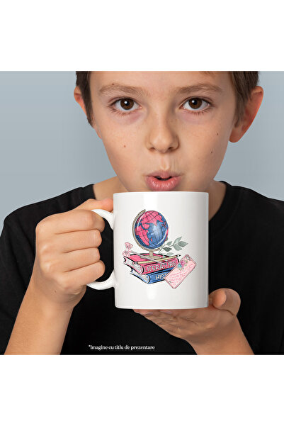 StoryGift Romania Cana Cu Carti de Literatura si Glob Pamantesc, Scoala, Elev...