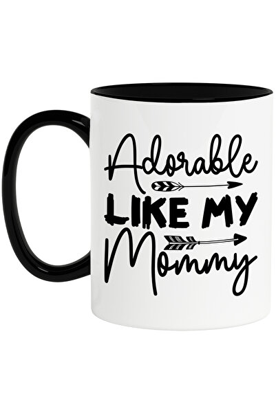 StoryGift Romania Cana cu textul in engleza "Adorable like my mommy" - adorabila ca mamicuta mea c, Cu Maner Negru