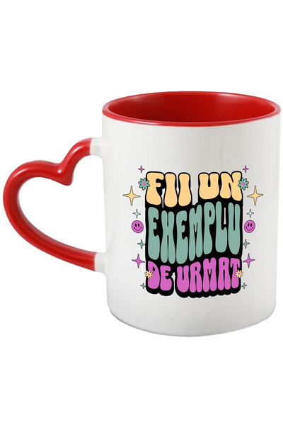 StoryGift Romania Cana Fii un Exemplu De Urmat, 330ml, Ceramica cu Maner Inim...