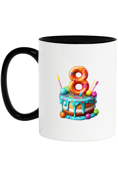 StoryGift Romania Cana cu cifra 8, tort, lumanari, ilustratie, pentru copii, ...