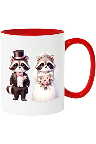 StoryGift Romania Cana cu o femela raton si un raton la nunta | ilustratie | ceremonie | rochie de, Cu Maner Rosu