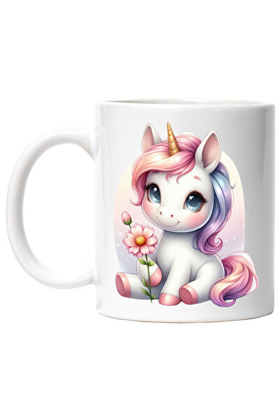 StoryGift Romania Cana cu un unicorn vesel, ilustratie, floare, bucurie, imbu...