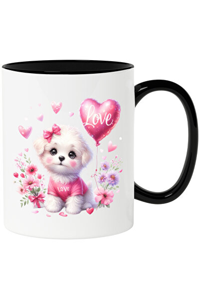 StoryGift Romania Cana cu o catelusa imbujorata | ilustratie | inimioare | ba...