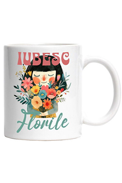 StoryGift Romania Cana cu Fata Cu Breton Buchet De trandafiri Text Iubesc Flo...