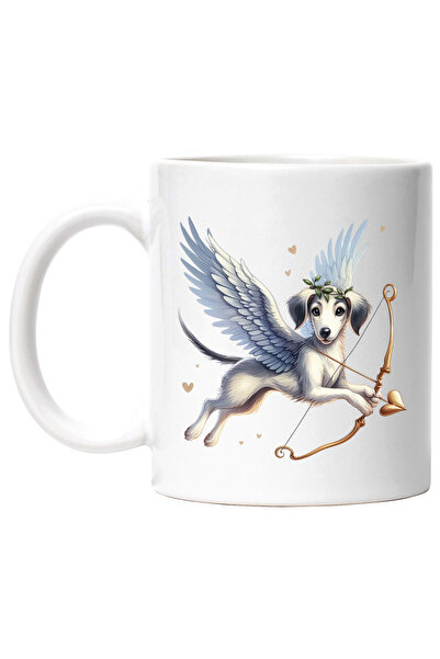 StoryGift Romania Cana cu un catel alb surprins care trage cu arcul | ilustra...