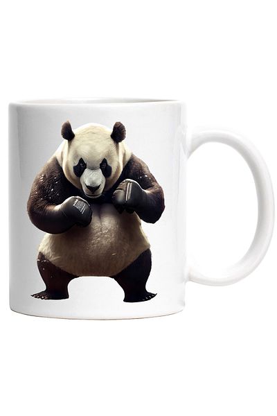 StoryGift Romania Cana Cu Panda, Box, Manusi, Luptator, Iubitori De Sport, Multicolor 330 ml, Cera, Cu Maner Alb