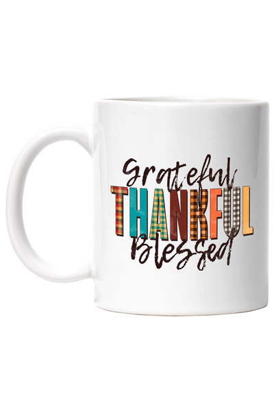 StoryGift Romania Cana cu mesajul "Grateful, thankful, blessed", ilustratie, ...