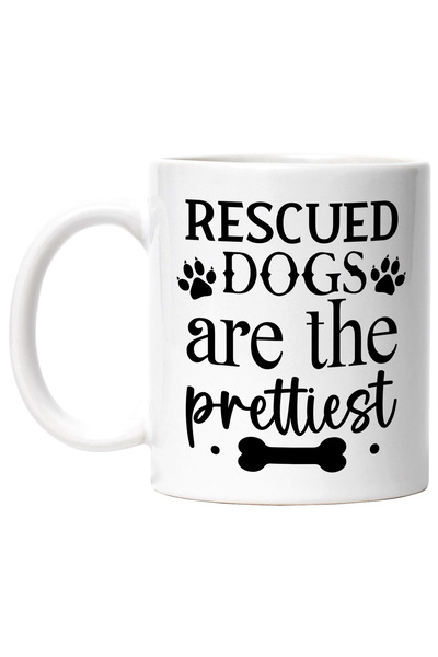 StoryGift Romania Cana cu os si mesajul "Rescued dogs are the prettiest" - ca...