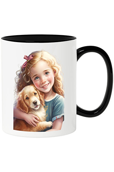 StoryGift Romania Cana cu Portret Fetita Mica cu Catelul ei, Fetita cu Parul ...