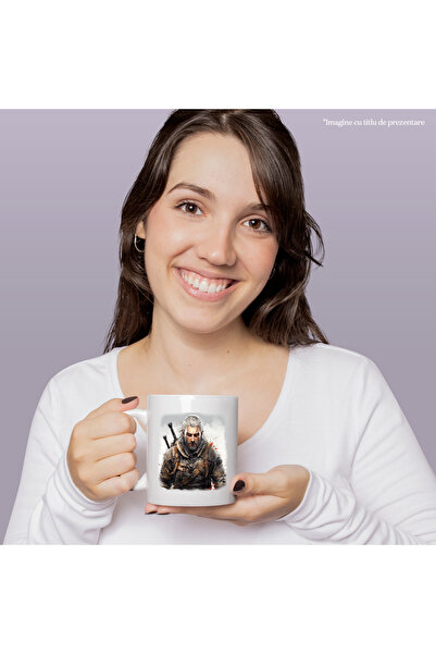 StoryGift Romania Cana Cu The Witcher, Fantasy, Geralt Din Rivia, Serie De Carti, Multicolor 330 m, Cu Maner Alb