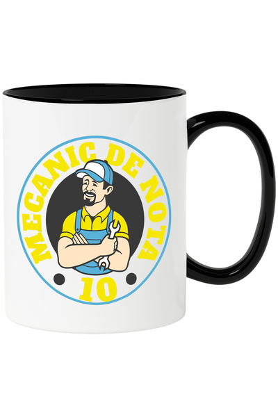 StoryGift Romania Cana Barbat Cel Mai Bun Mecanic de nota 10 , 330ml, Ceramic...