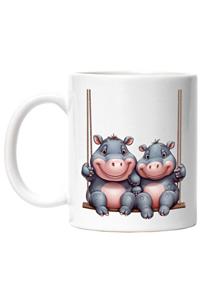 StoryGift Romania Cana cu 2 pui de hipopotam care se dau in leagan | ilustrat...