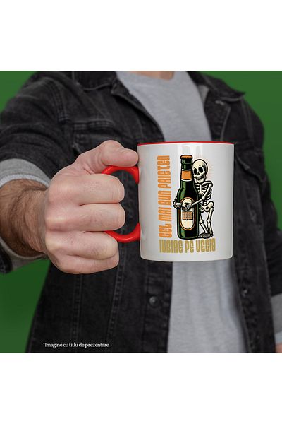 StoryGift Romania Skeleton Mug and Beer Bottle Best Friends, 330ml, Ceramic with R Handle, with ,stg
