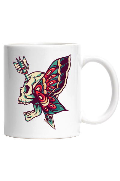 StoryGift Romania Cana Cu Craniu, Aripi De Fluture, Sageata, Tribal, Retro, M...