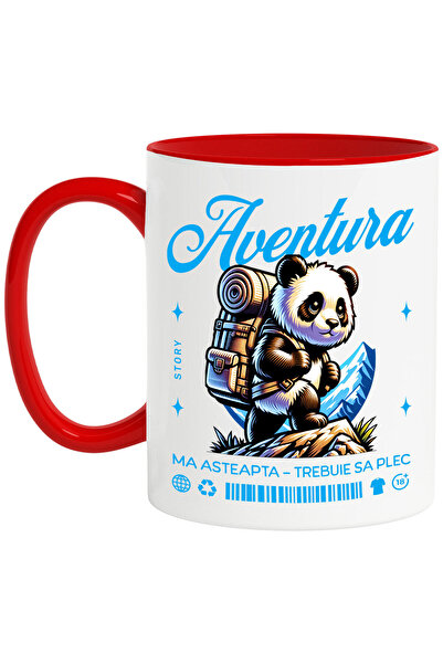 StoryGift Romania Cana cu Urs Panda Cu Rucsac Imens Pe Munte, Text Aventura M...