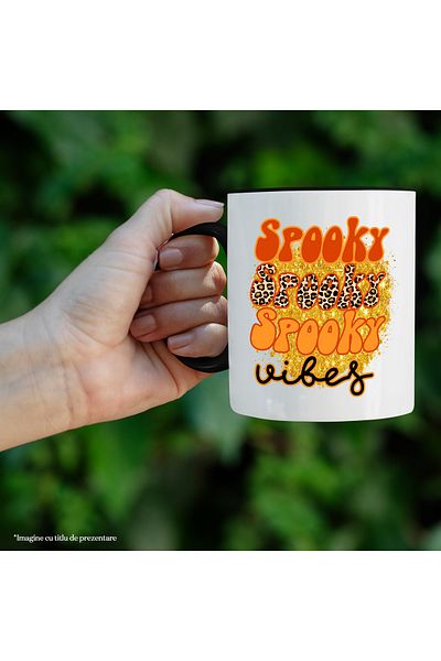 StoryGift Romania Mug with the message "Spooky, spooky, spooky vibes", autumn, illustration, Halloween, d, With ,STG