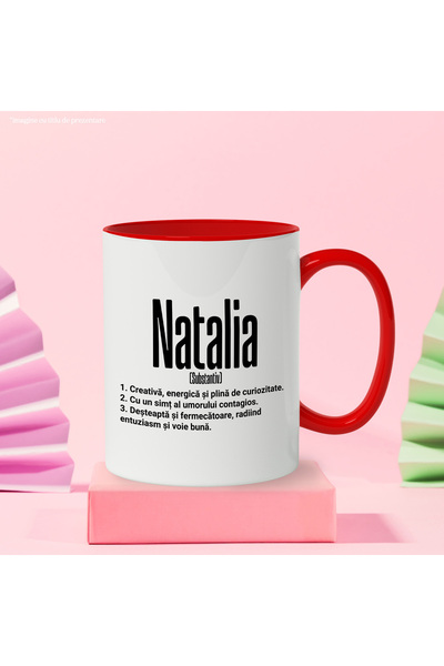 StoryGift Romania Mug With Name Natalia, and Motivational Message, Creative, Smart, Curious, I, With, STG