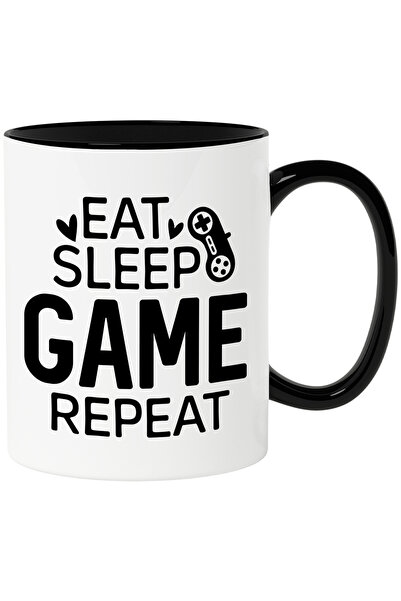 StoryGift Romania Cana cu textul "Eat sleep, game, repeat" - mananca somn, jo...