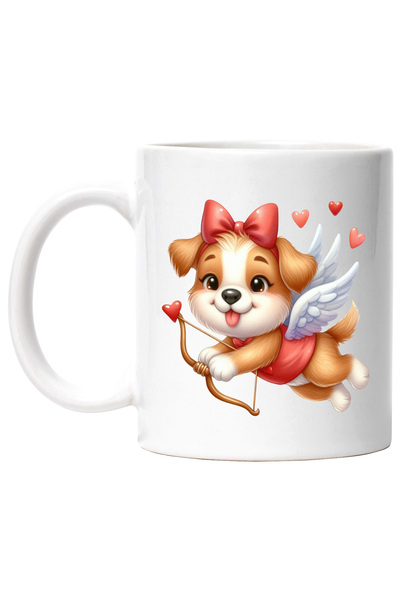 StoryGift Romania Cana cu un catelus Cupidon | ilustratie | arc | inimioare |...