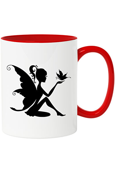 StoryGift Romania Cana cu o zana la care vine un fluture cu Maner Rosu, Cu Maner Rosu