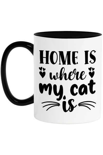 StoryGift Romania Cana pentru iubitorii de pisici cu textul in engleza "Home ...