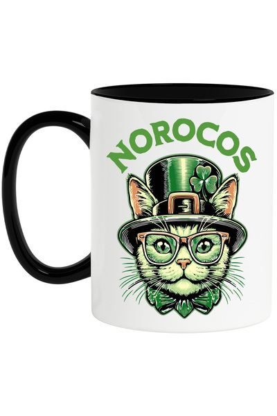 StoryGift Romania Cana Pisica cu palarie inalta si trifoi Text norocos, 330ml...