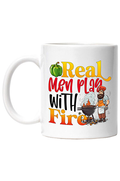 StoryGift Romania Cana cu mesajul "Real men play with fire", barbatii adevara...