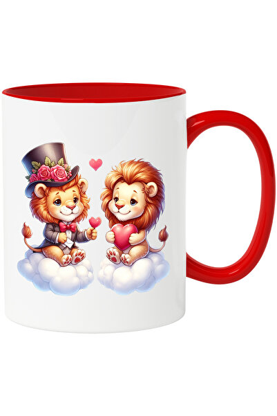 StoryGift Romania Cana cu 2 lei care stau pe norisori | ilustratie | flori | ...