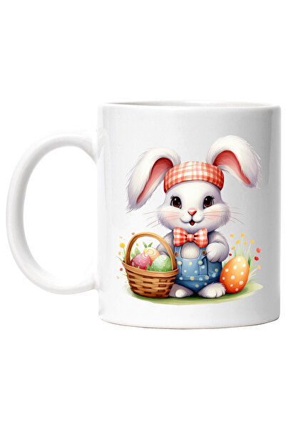 StoryGift Romania Cana cu un iepuras vesel care are un cosulet cu oua vopsite...