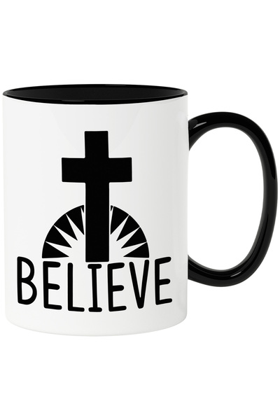 StoryGift Romania Cana cu o cruce si textul "Believe" - crede religie credint...