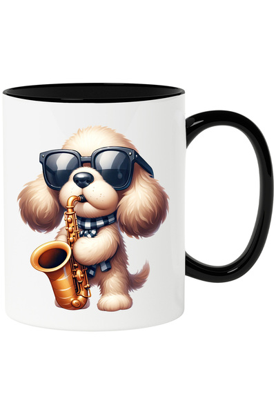 StoryGift Romania Cana cu un catelus blanos care canta la saxofon | ilustrati...