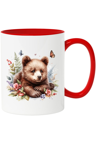 StoryGift Romania Cana cu un pui de urs brun | ilustratie | natura | flori de...