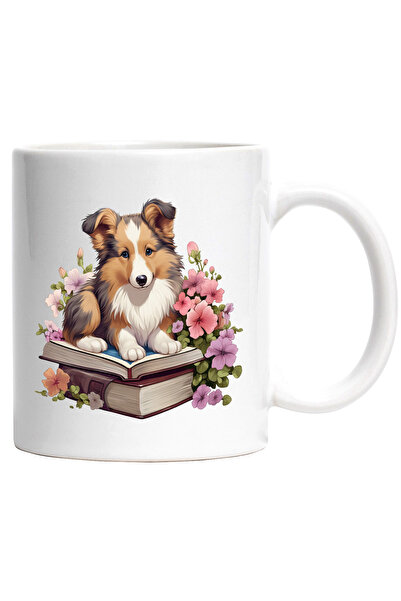 StoryGift Romania Cana cu un catel jucaus care sta pe o carte deschisa | ilus...