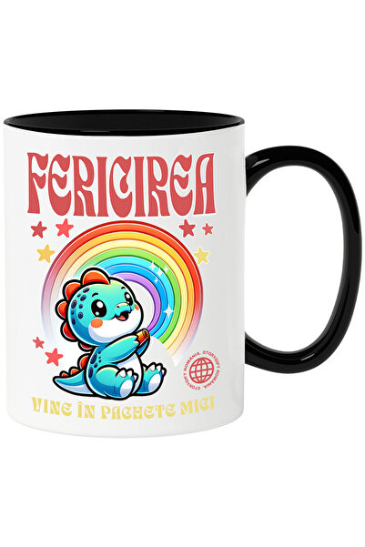 StoryGift Romania Cana cu Dinozaur Curcubeu colorat Text Fericirea Vine In Pa...
