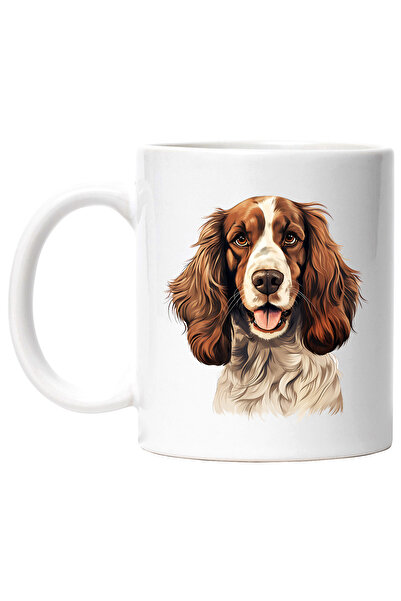 StoryGift Romania Mug with a furry dog, illustration, grateful, loyal, playful, white, brown with M, Cu, STG