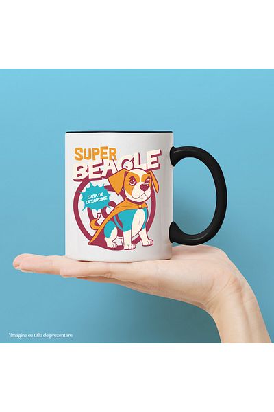 StoryGift Romania Dog Mug with Colorful Coat Text Super Beagle Ready for Mess, Ceramic, 33, With