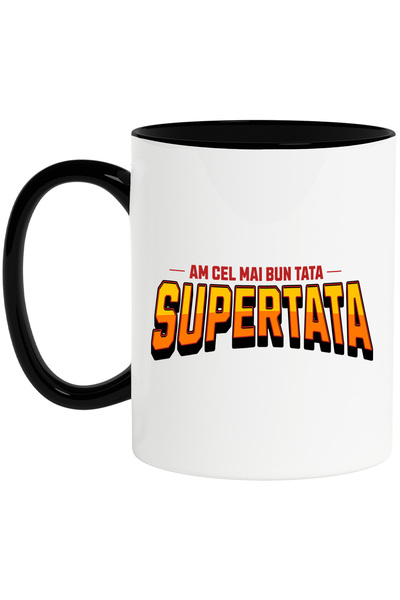 StoryGift Romania Cana cu Design Stil Super Erou Text Am Cea Mai Buna tataFam...