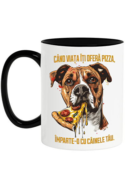 StoryGift Romania Cana Caine cu felie de pizza, text CAND VIATA ITI DA , 330m...