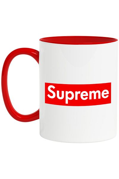 StoryGift Romania Cana cu Mesaj In Limba Engleza Lux Fashion Trend Rosu Text Supreme, Ceramica, 33, Cu Maner Rosu