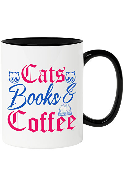 StoryGift Romania Cana cu textul in engleza "Cats, books, coffee" - pisici ca...