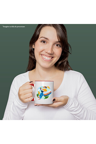 StoryGift Romania Cana Cu Casti, Laptop, Ecran, Plante, Controller, Jocuri, Videocliouri, Multicol, Cu Maner Rosu