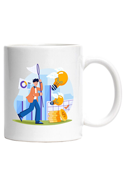 StoryGift Romania Cana Cu Plasa, Monede, Bec, Aripi, Multicolor 330 ml, Ceram...